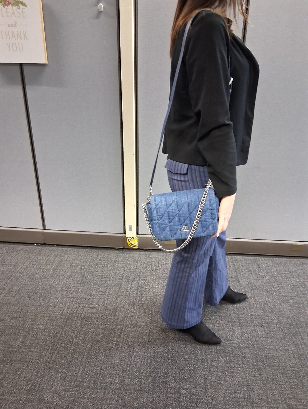 Coach Quilted Denim Shoulder Bag with Silver Chain - Picture 4 of 8